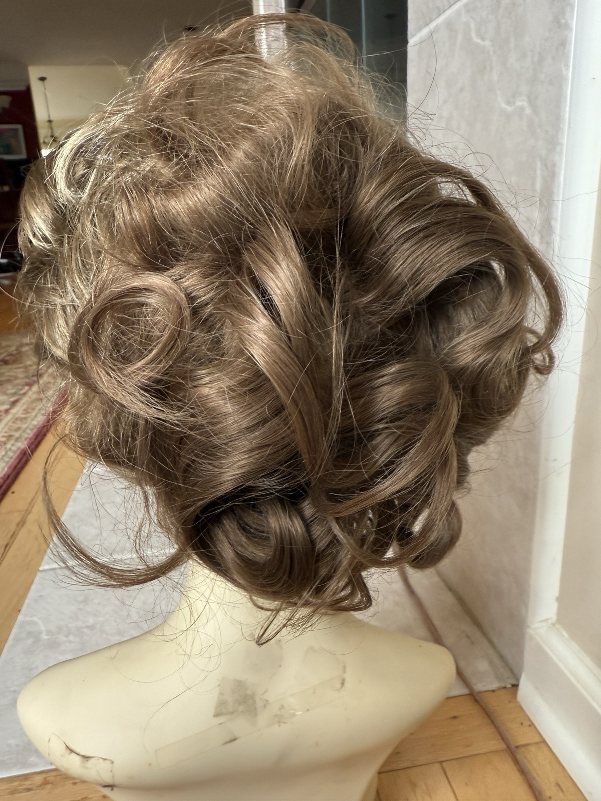 100% Human Hair Wiglet Light Brown 10 Messy Curly Swirls Clip Back Extension New