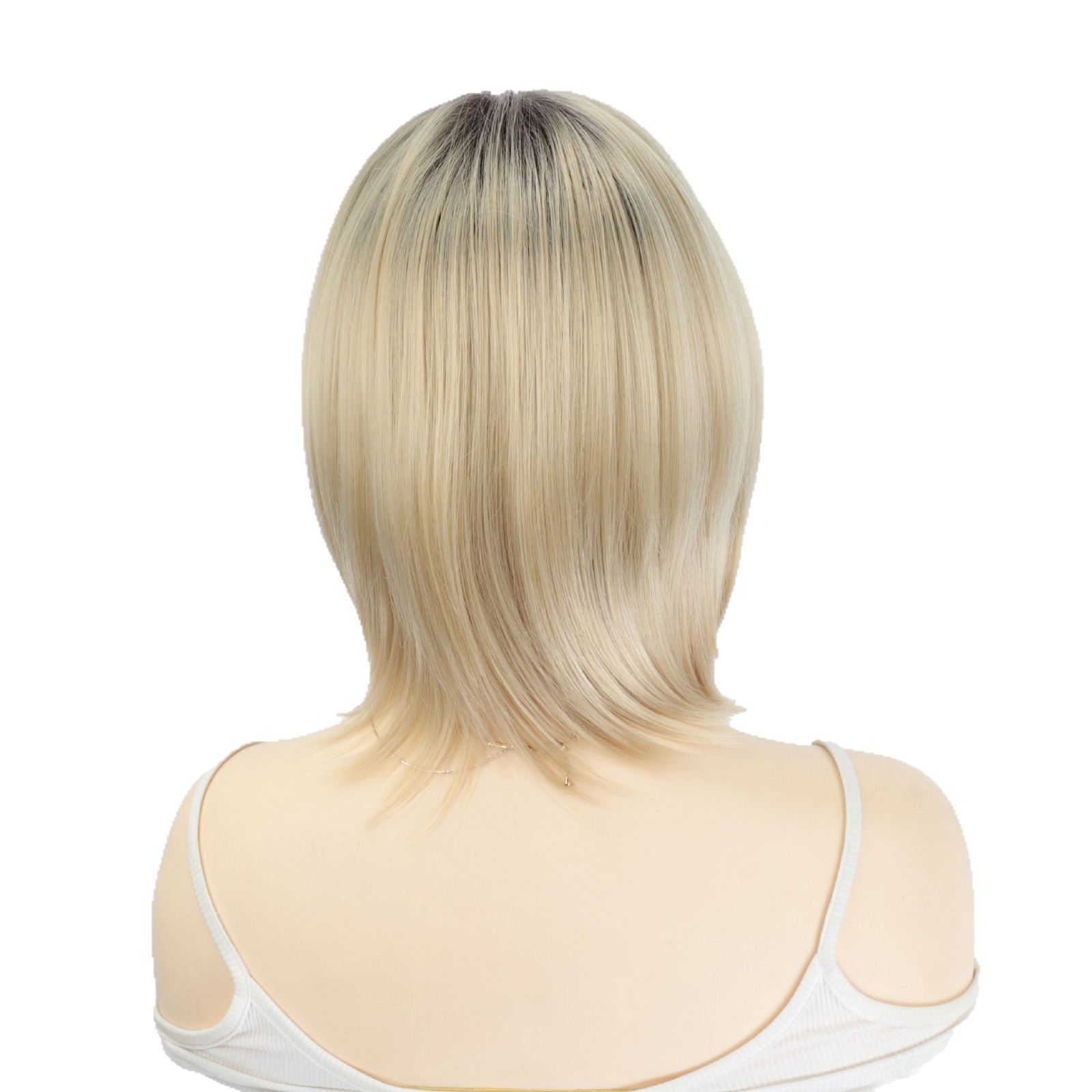 Rooted Blonde Mix Bob Hairstyle Synthetic Hair Wigs Women Soft Natural Daily Use