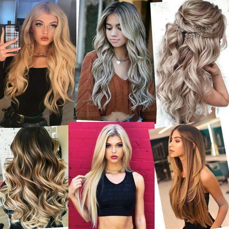 US 8Pcs 18Clips Clip in Full Head Synthetic Hair Extensions as Human Hair Curly