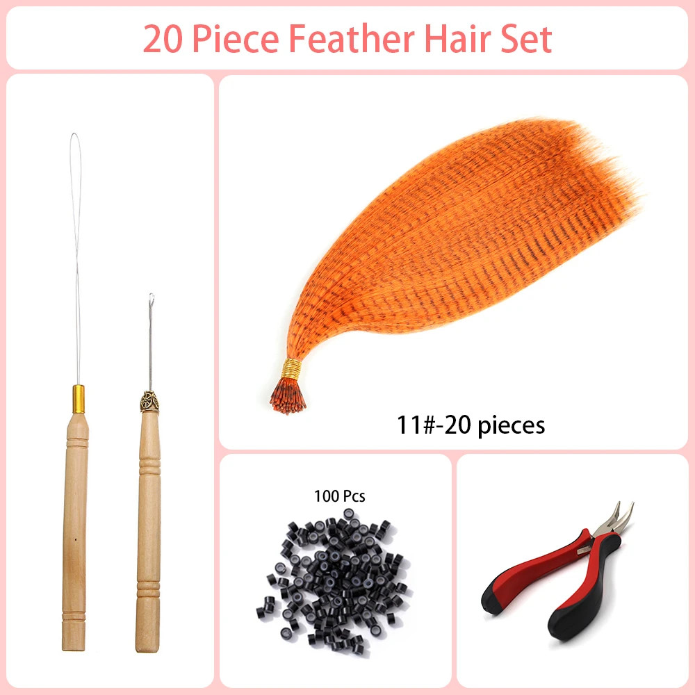 Heat Resistant Synthetic I-Tip Faux Feather Hair Extensions Pack For Women