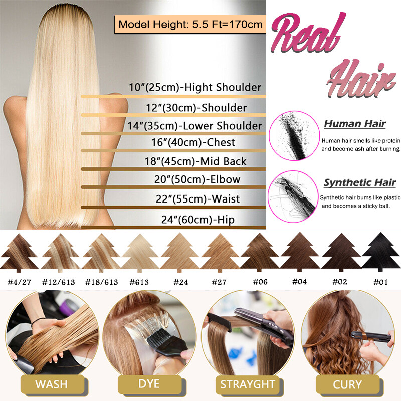 Tape in Hair Extensions Remy Human Hair Balayage 25G-200G Full Head Straight 22″