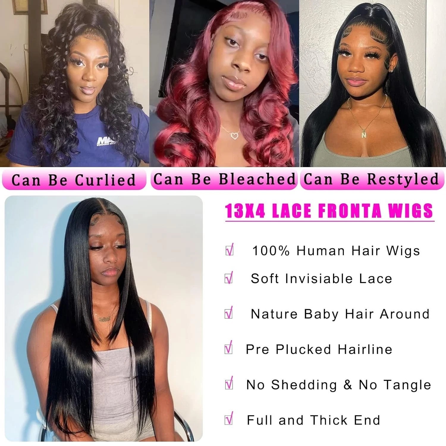 Straight Brazilian Virgin Hair 24 Inch Lace Front Wig – Tangle Free & Durable