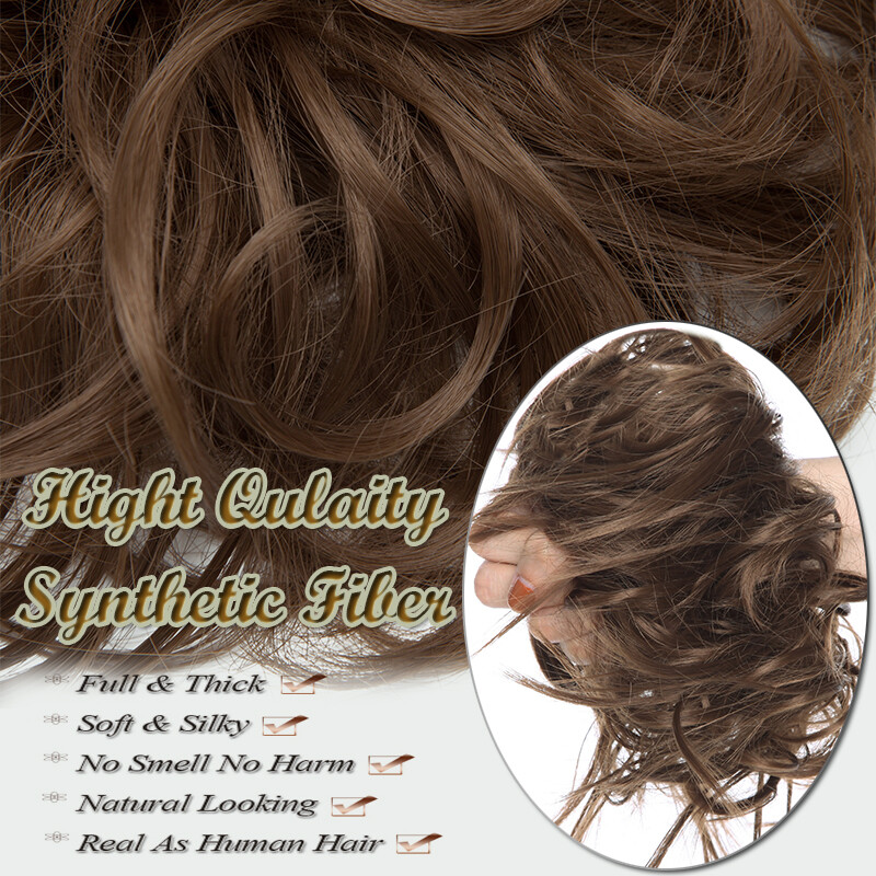 Messy Curly Fake Hair Bun Piece Extensions Hairpiece Hair Clip In Scrunchie 45g