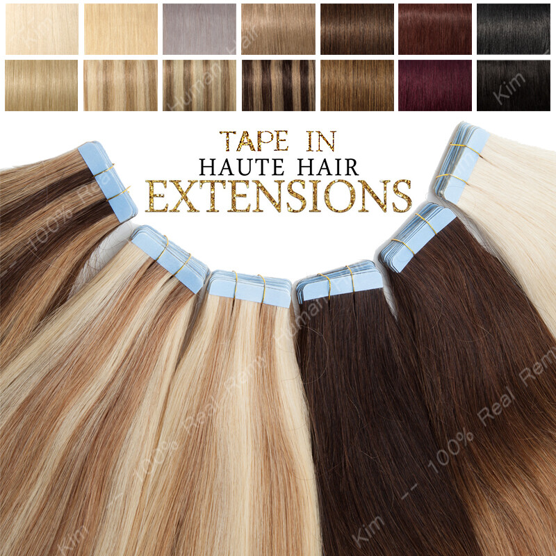 Highlight Thick Glue Tape In Real Human Hair Extensions Skin Weft Seamless Weft