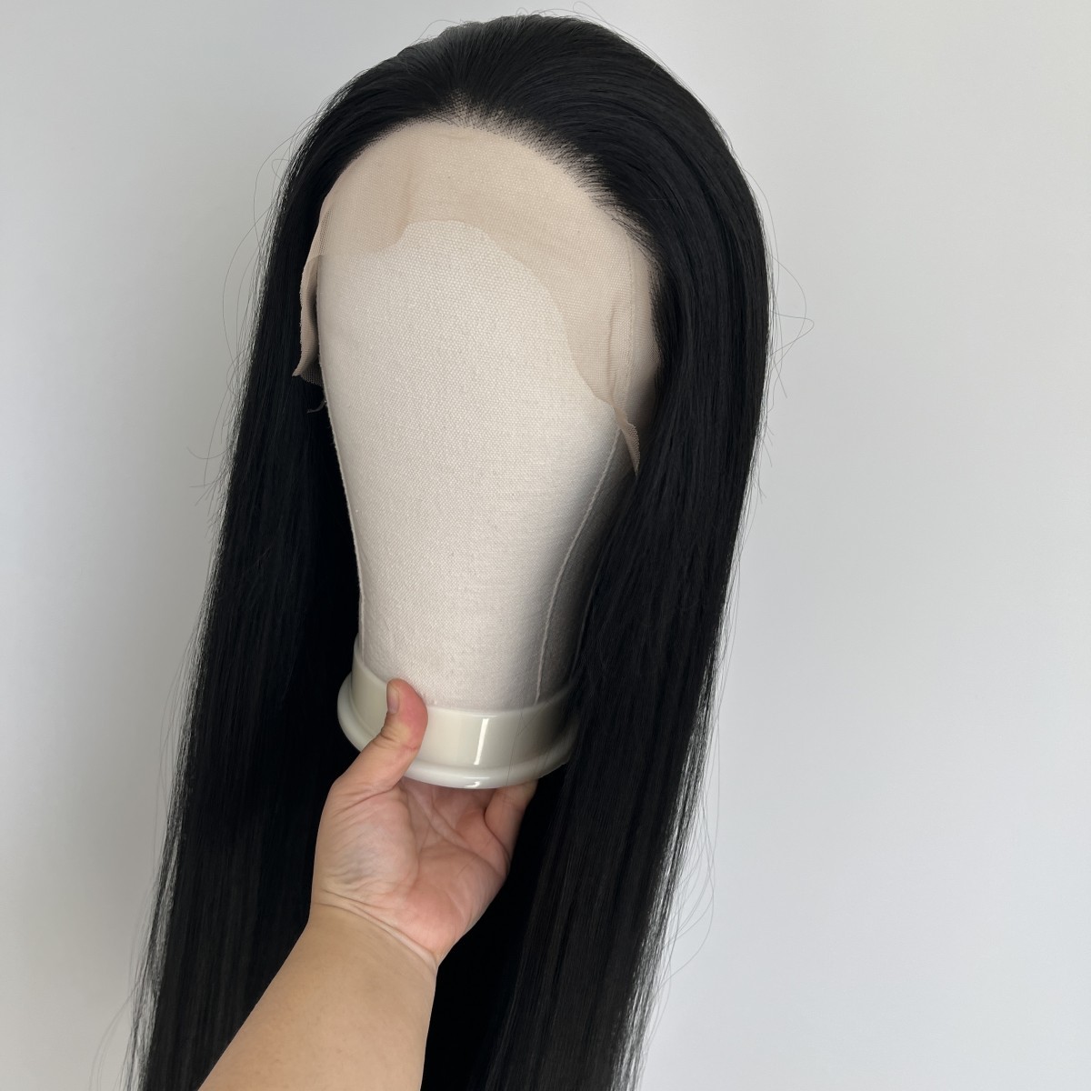 Long Straight Heat Resistant Hair Lace Frontal Wigs Off black Layered Soft