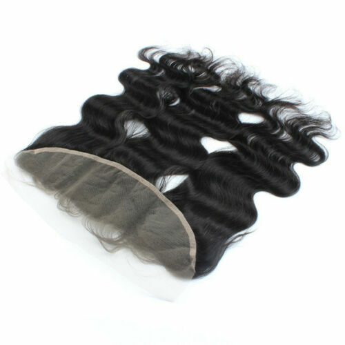 BRAZILIAN LACE FRONTAL JET BLACK 1# 13X4 FREE WAY PARTING BODY WAVE/STRAIGHT 12A