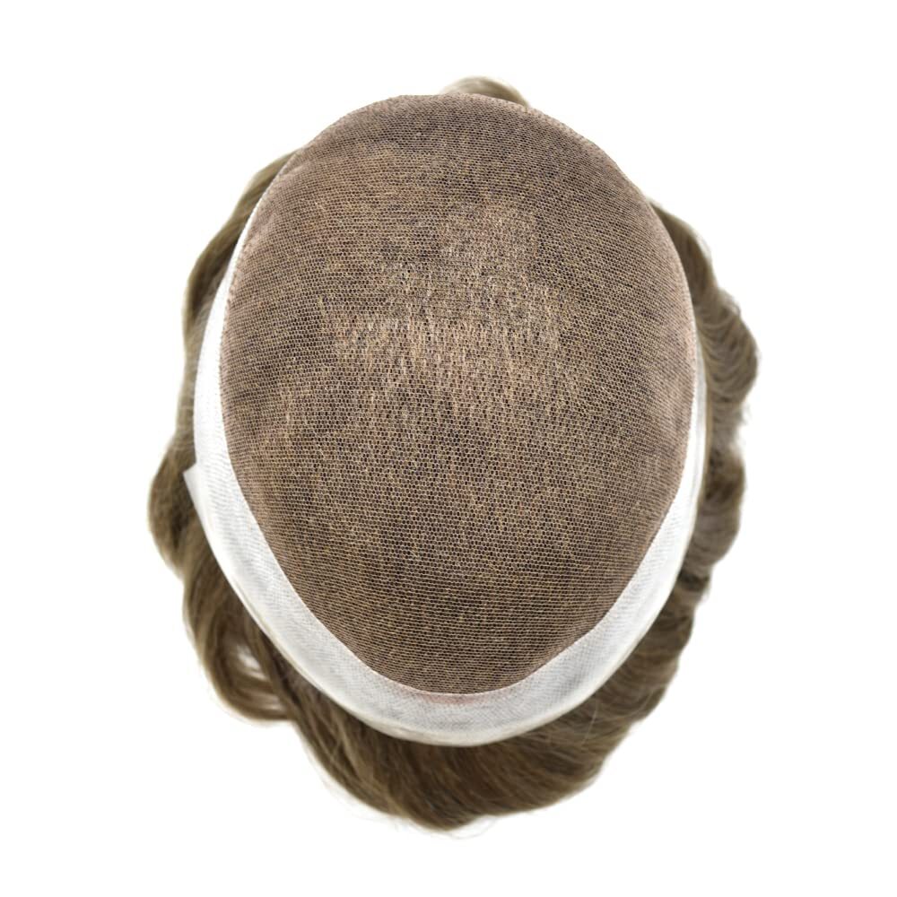 French Lace Poly Around Skin HairpieceMens Toupee Human Hair Replacement System