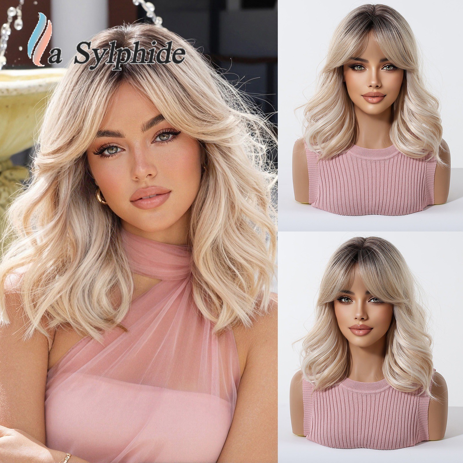 High Crown Layered Shoulder Length Short Curly Wig Heat Resistant Rose Net Wig