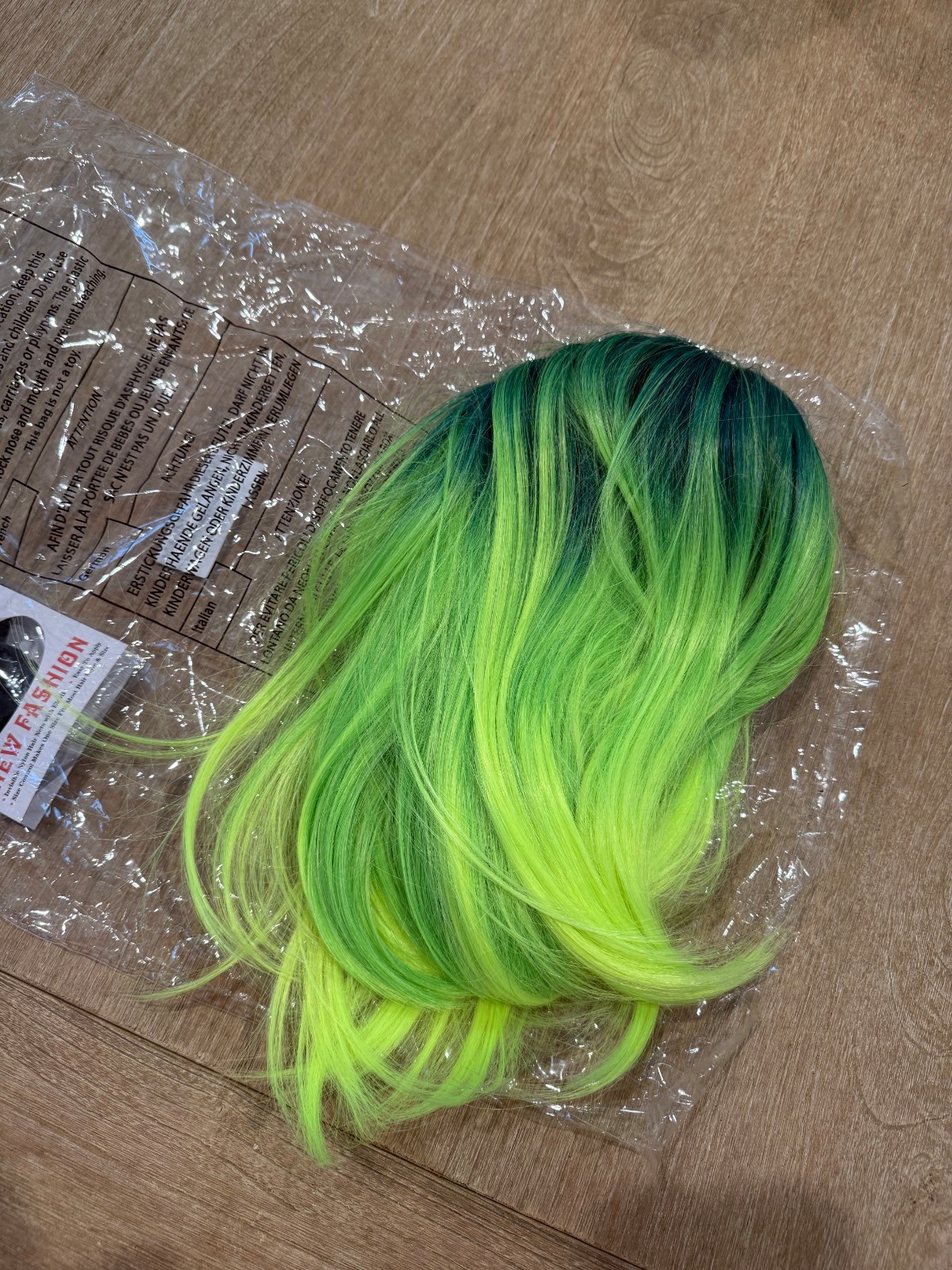 Neon Green Bob Wig With Bangs Short Straight Ombre festival alien mermaid XS