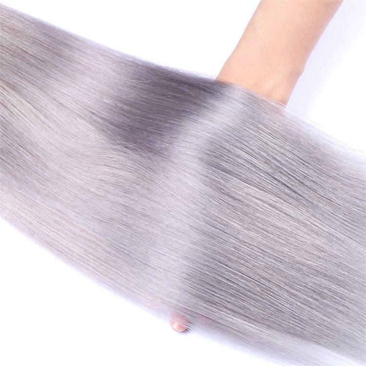 12AA BRAZILIAN VIRGIN HUMAN HAIR 1B#/GREY OMBRE SILKY STRAIGHT 1/2/3/5/5BUNDLES
