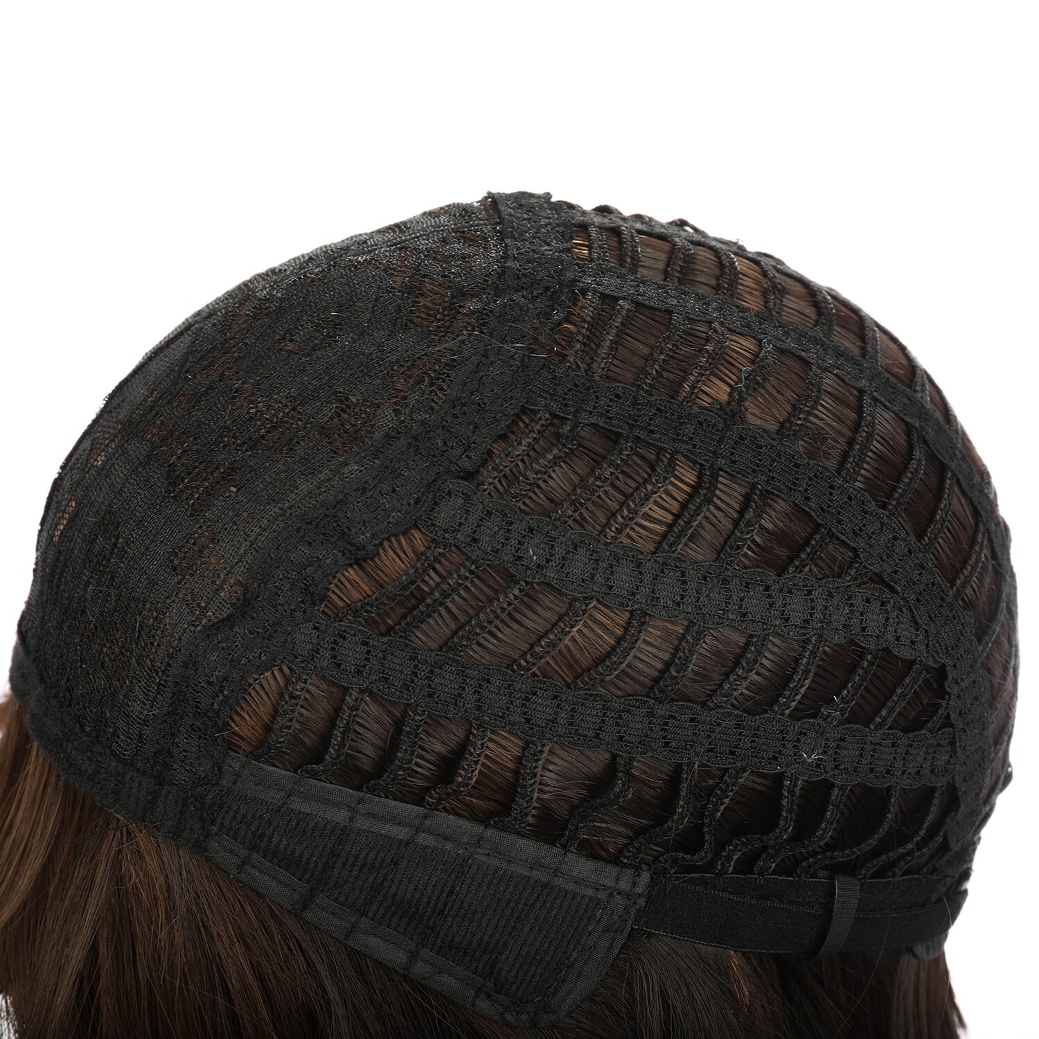 21.65in Brown High Temperature Fiber Hair Wigs With Bangs For Women 100% Density