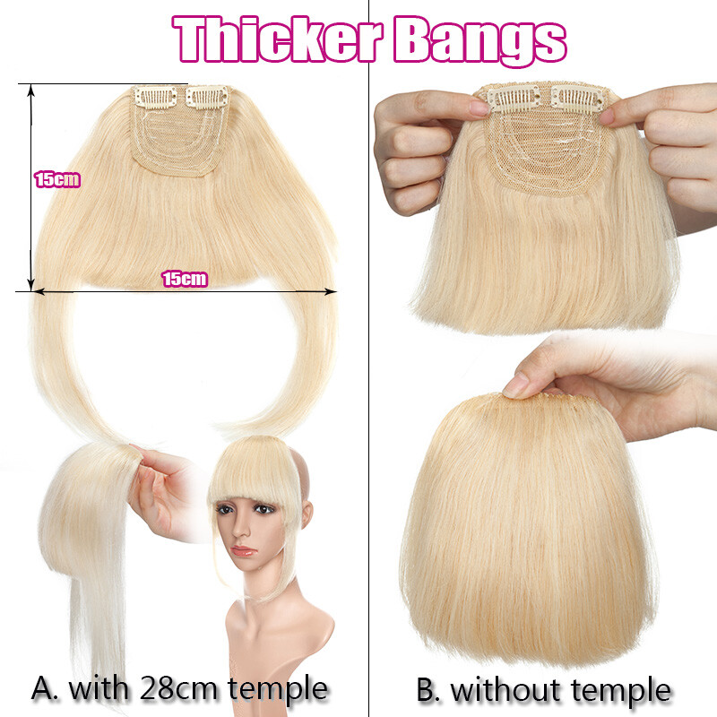 Women Real Remy Fringe Bangs Clip In Human Hair Extension Front Top Piece Blonde