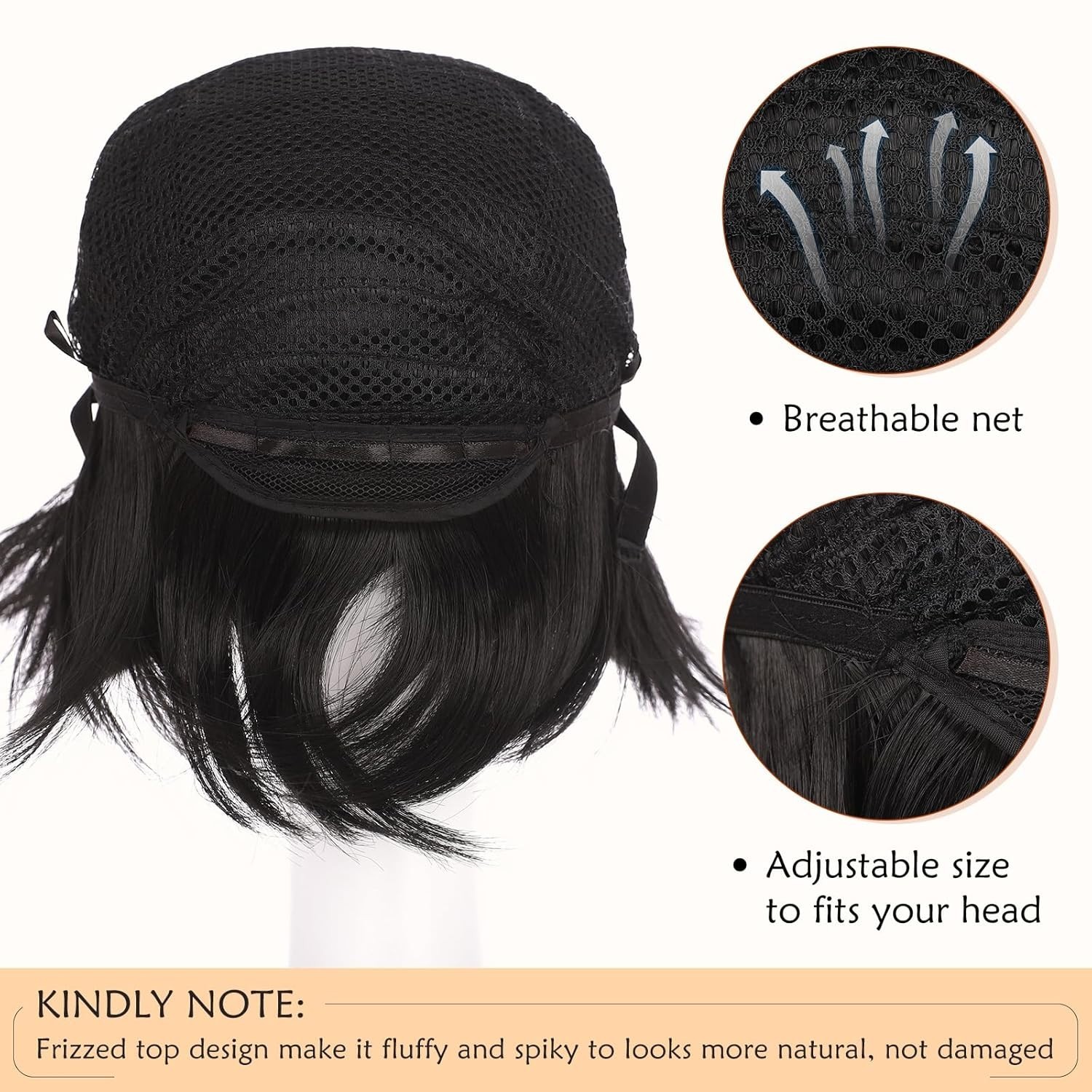 Unisex Short Cosplay Black Hair Wig Women Men Male Fluffy Straight Pixie Wigs…