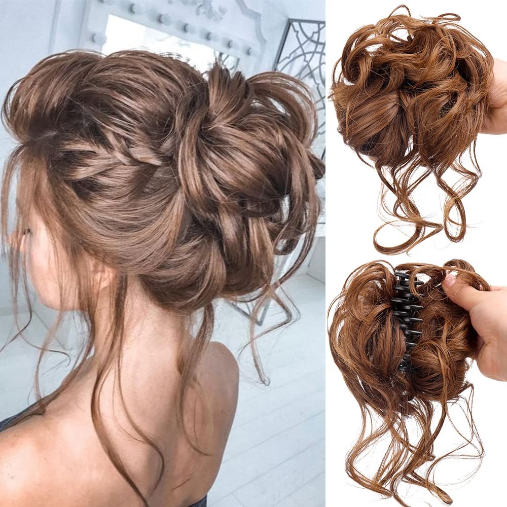 Large Messy Bun Hair Pieces for Women Wavy Curly Fake Hair Bun Extensions Access