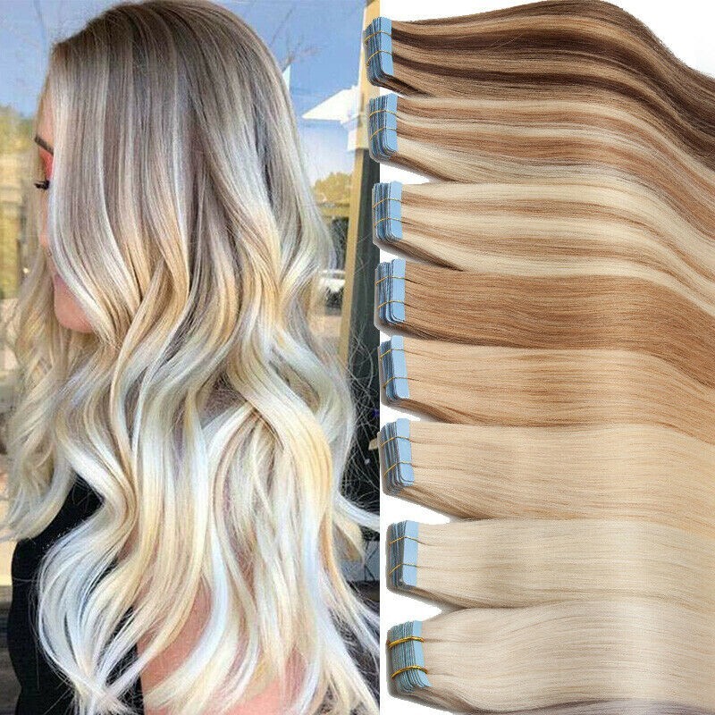 Invisible Tape in Skin Wefts Remy Human Hair Extensions Premium Hair 16-26inch