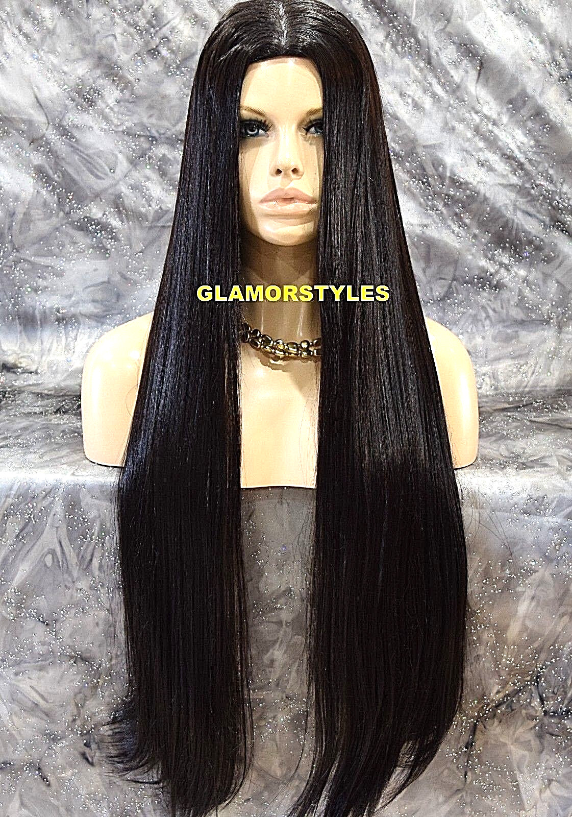 40” FULL WIG EXTRA LONG STRAIGHT SKIN HAIR PART DARK BROWN #2 HAIR PIECE NWT