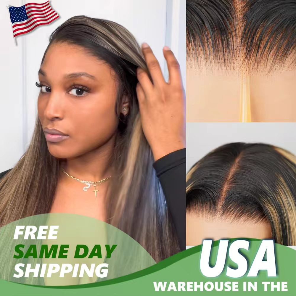 4/27 Honey Blonde 5×5 Straight 200% Density Transparent Lace Homen Hair