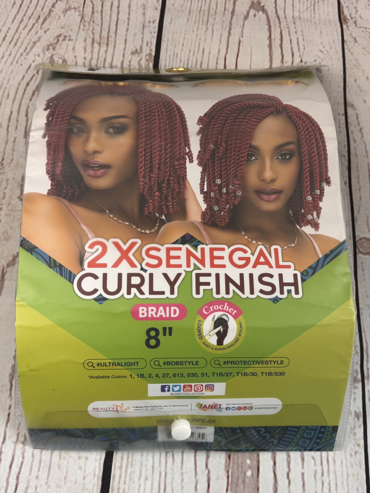 Janet Collection 2X Senegal Curly Finish Crochet Braids 8″ – Color 4, 1-Pack
