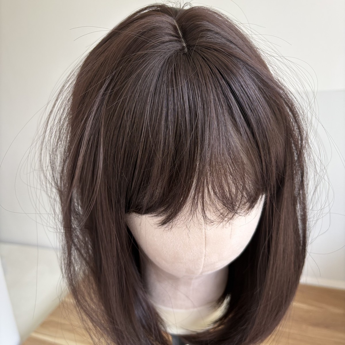 Heat Resistant Synthetic Hair Straight Soft Costume Wigs With Fringe Choc Brown