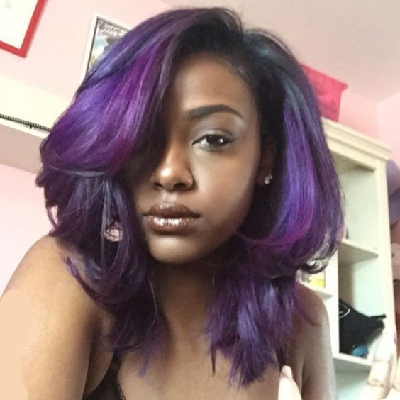 Body Wave Wig Curly Highlight Brown Purple Lace Front Human Hair Wig