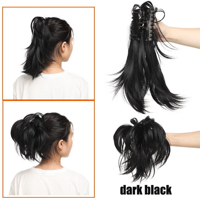 12″ Short Pony Tail Hairpiece Claw Clip On Bendable Messy Hair Extensions Soft