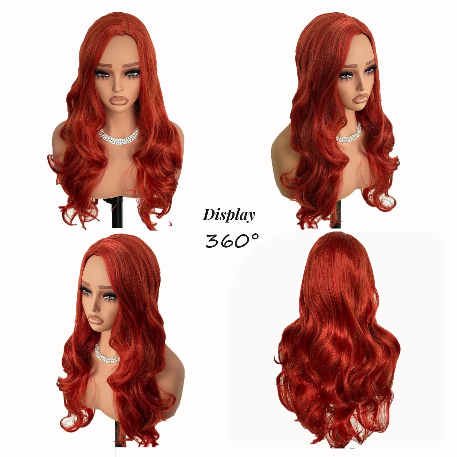 Red Wigs for Women Long Curly Wavy Wigs Middle Part Synthetic Wig Womens Red …