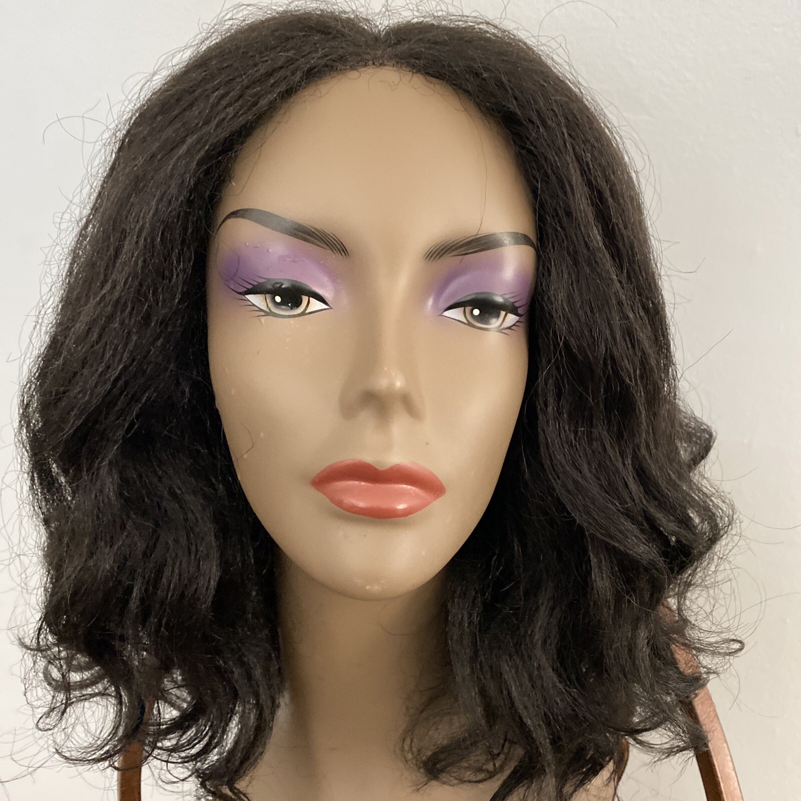 Black Synthetic Lace Part, Combs Adjustable Straps Full Not Worn