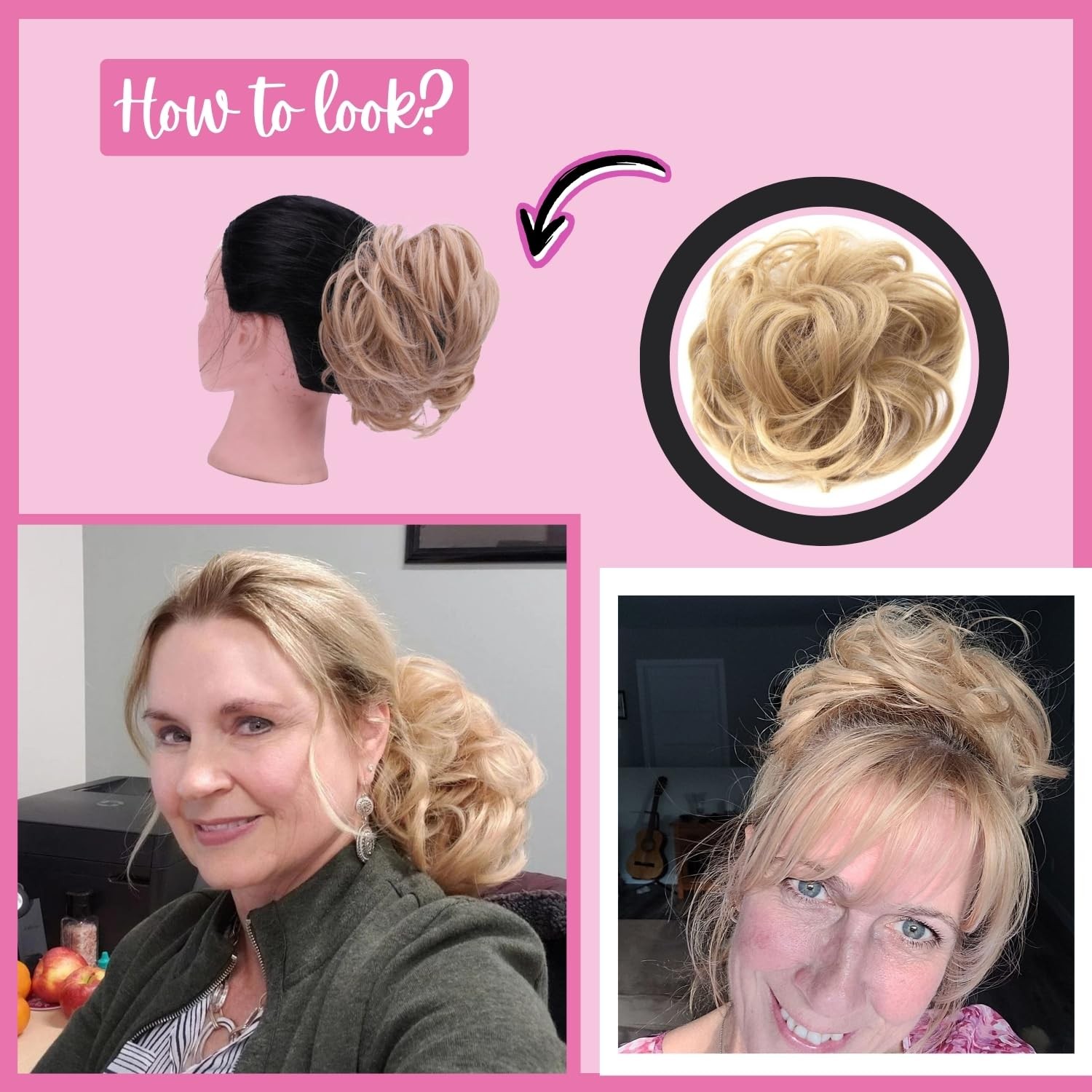 Juvabun Messy Bun Hair Extension JB-MB-04 Elastic Band Bun Hairpiece – Gold