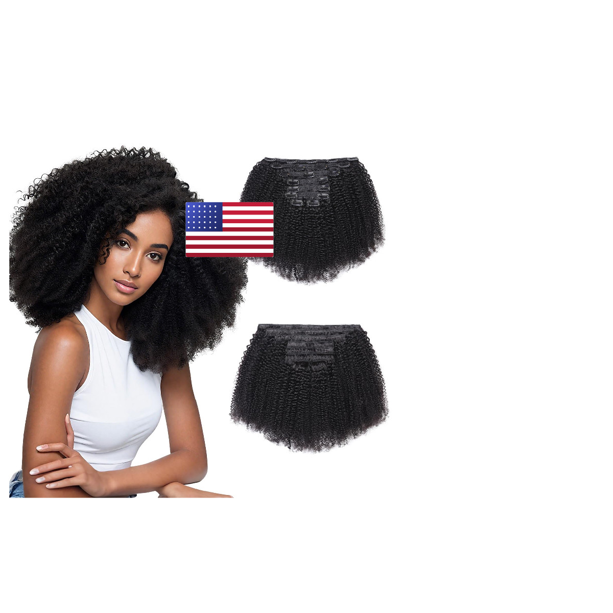 Shengboo Afro Kinky Curly Clip Ins Human Hair Extensions 120G 20 Clips 10 Inch
