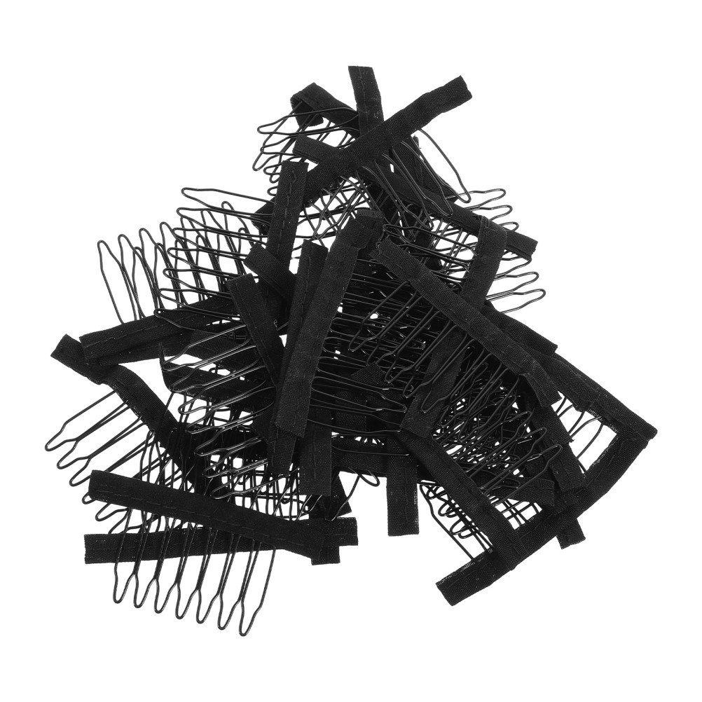 40Pcs Wig Attachment Clips Black Steel and Fabric for Secure Wig Installation