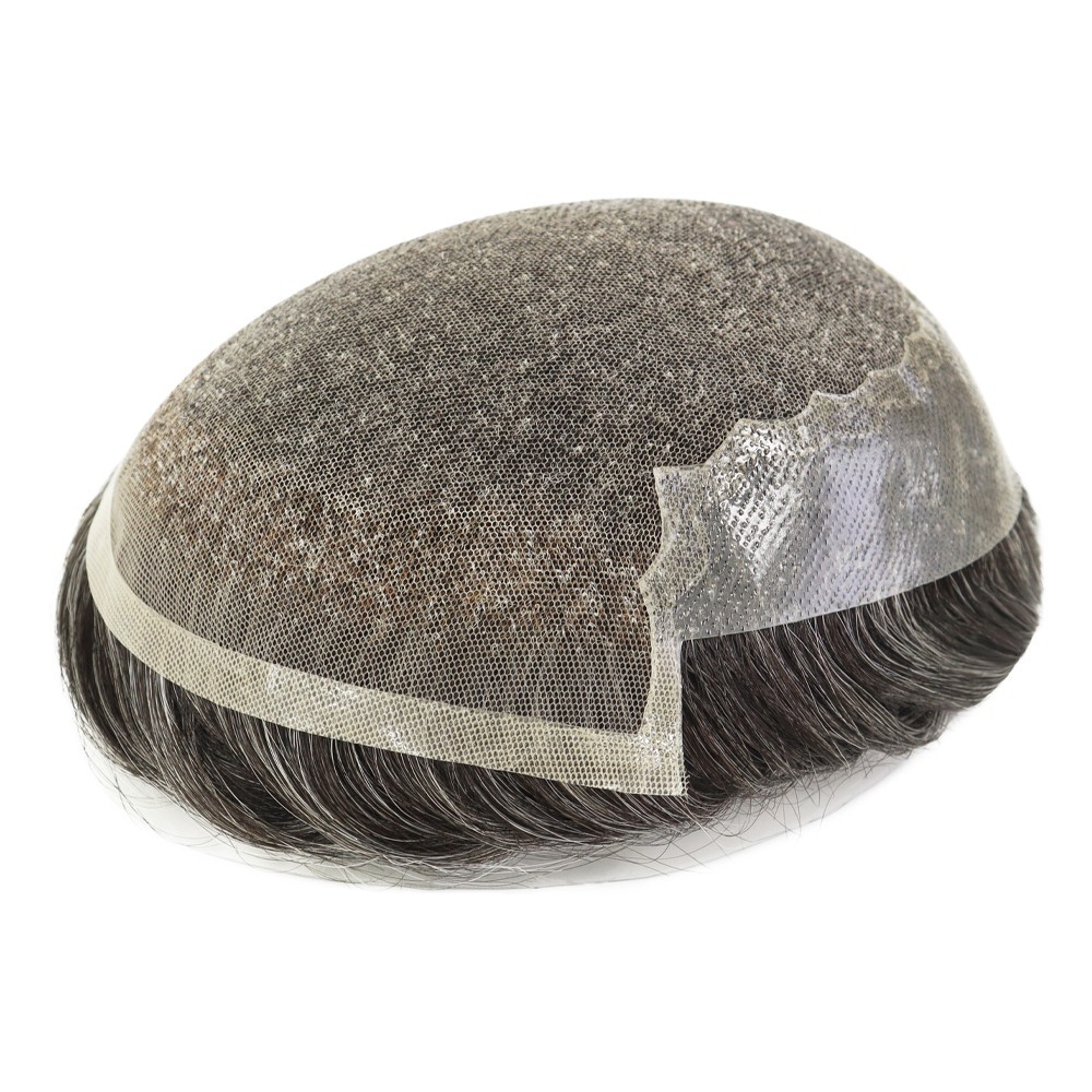Toupee For Mens Human Hair Replecement System French Lace Thin Skin Hairpiece Q6