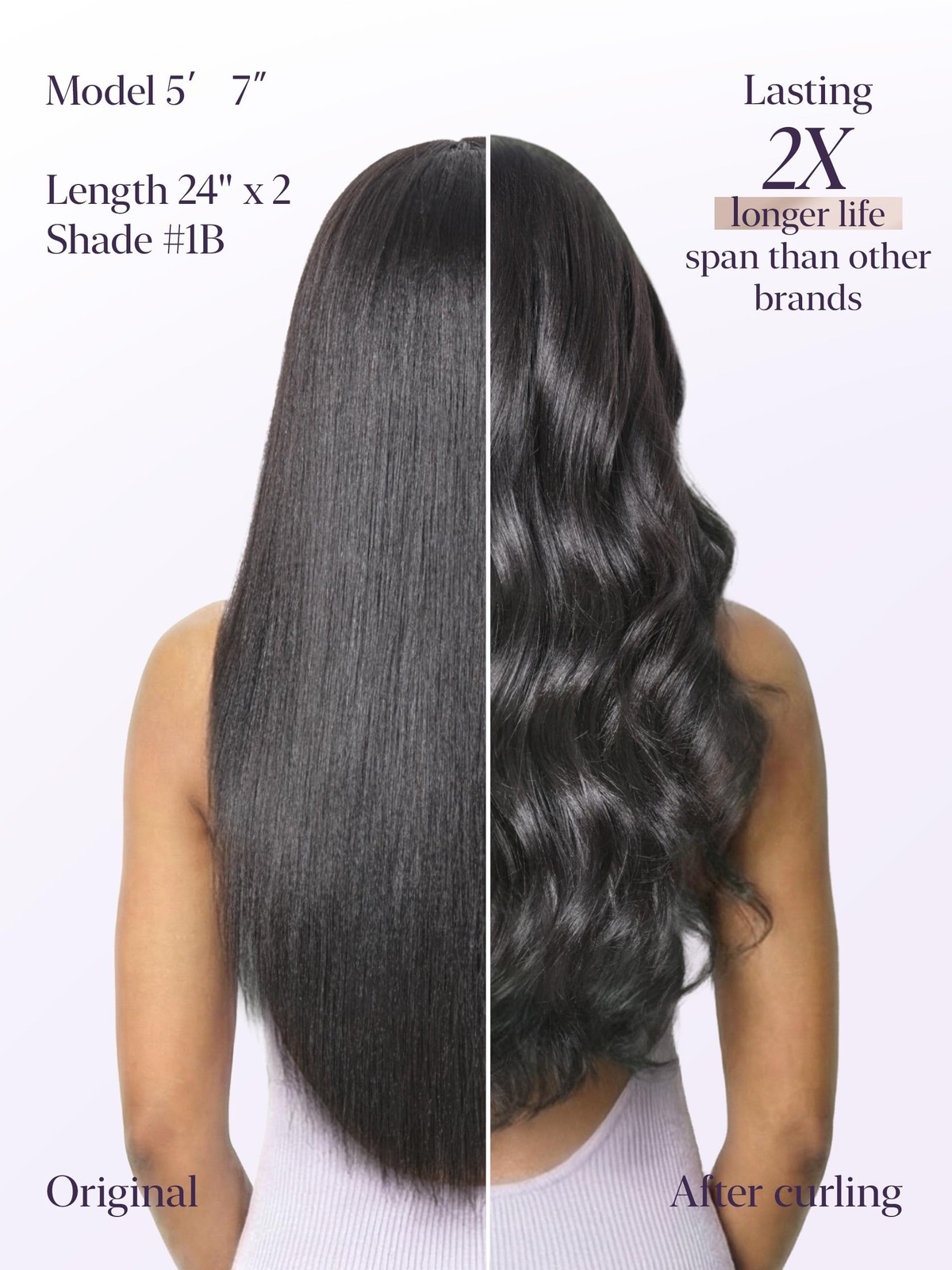 Seamless Clip in Hair Extensions Yaki Straight, 2 Pack 24 Inch 200g 7PCS, Nat…