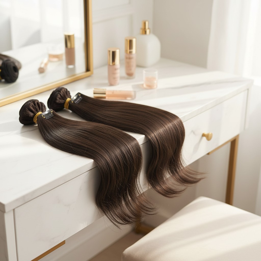 Effortless Volume with Dark Brown 18 Inch Clip In Hair Extensions, 120g Set