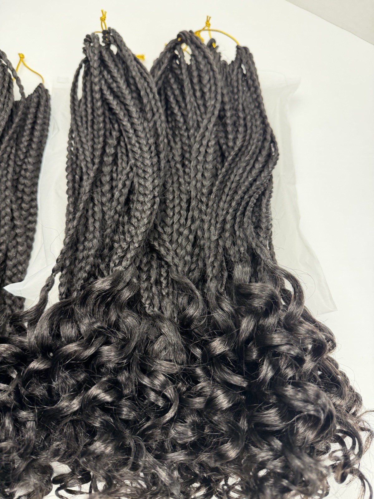 French Curl Crochet Box Braids Natural Black 14″ Hair extensions Pre-looped ends