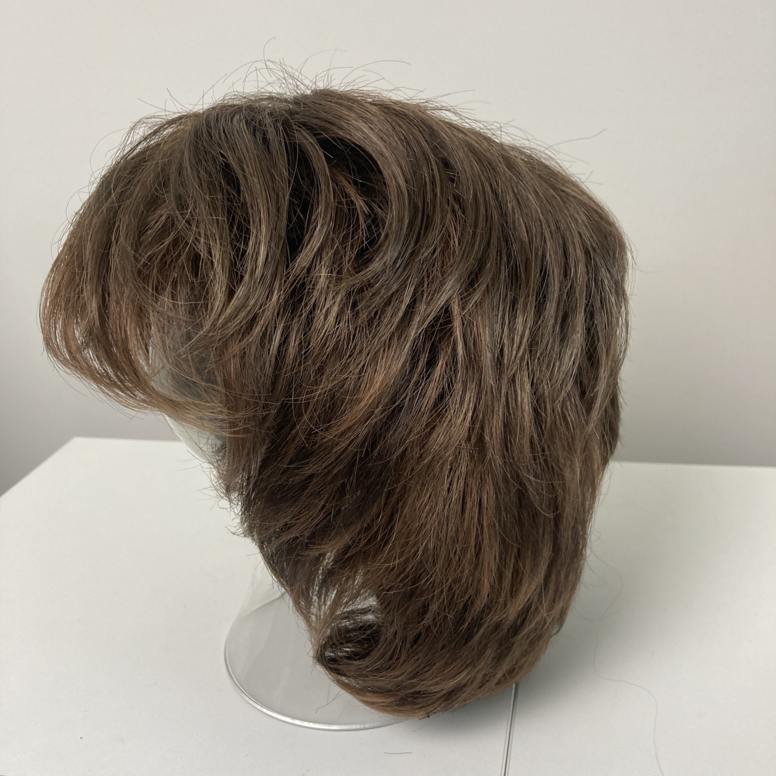 Envy Layered Wig Synthetic Short Classic Cap Womens Brown + Topper Lot 2 Pc