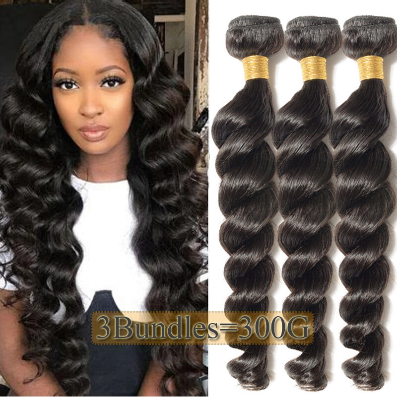 Brazilian Virgin Human Hair Bundle Deal Loose/Deep/Curly Wave Full Weaving Wefts