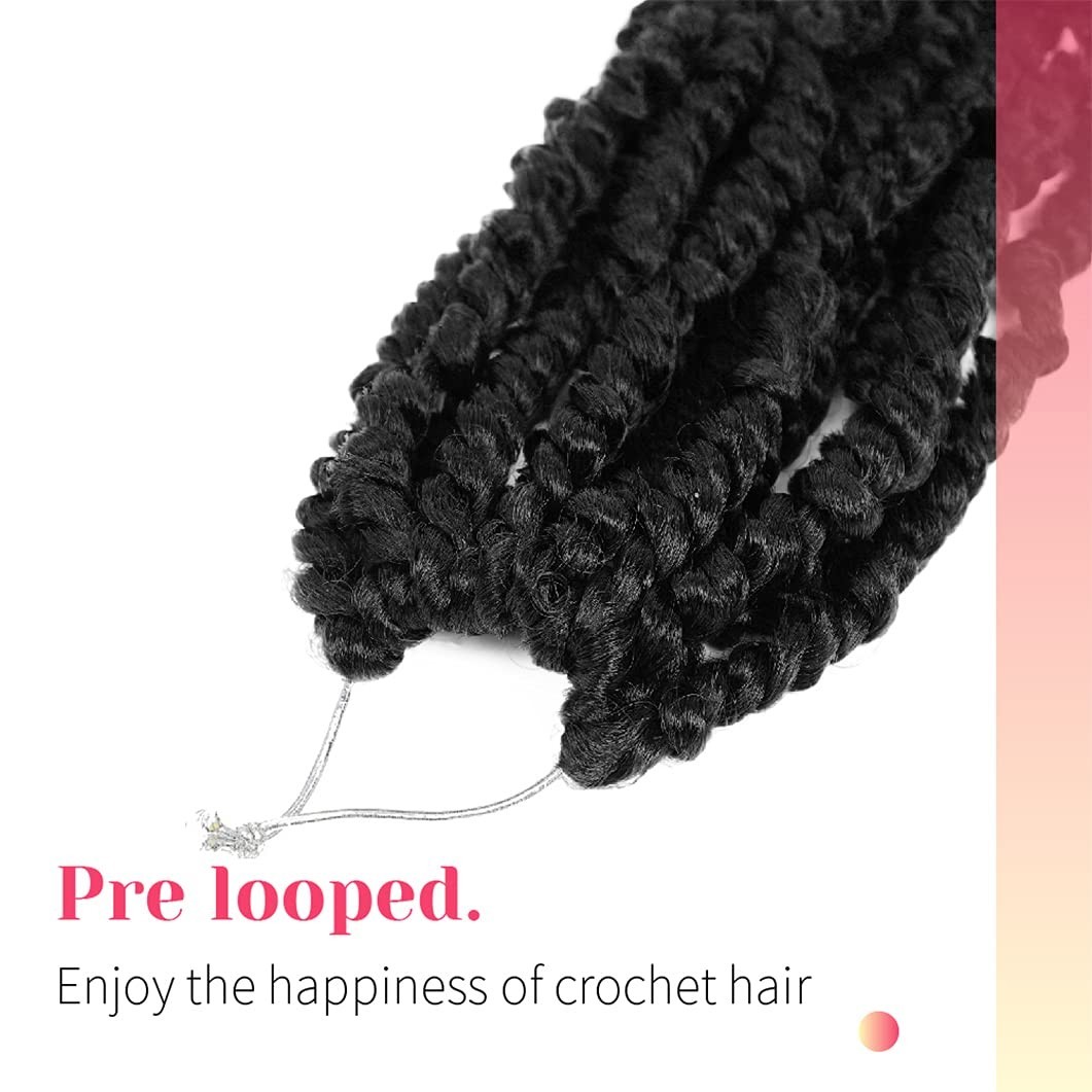 Pre-looped 30″ Passion Twist Crochet Hair 8 Packs 1B Synthetic Boho Tangle-Free