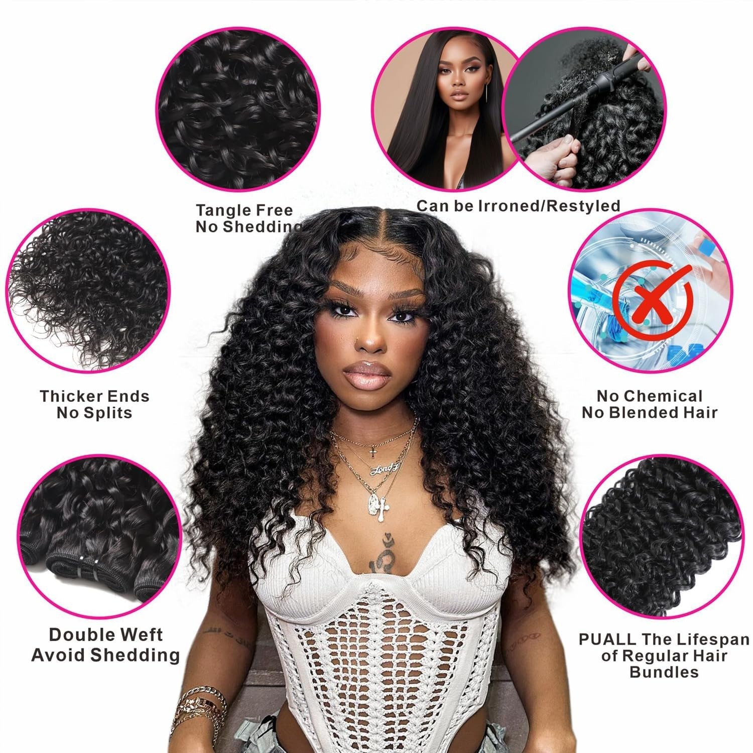18-22″ Burmese Curly Hair Bundles + 5×5 HD Lace Closure, 12A Virgin Water Wave,