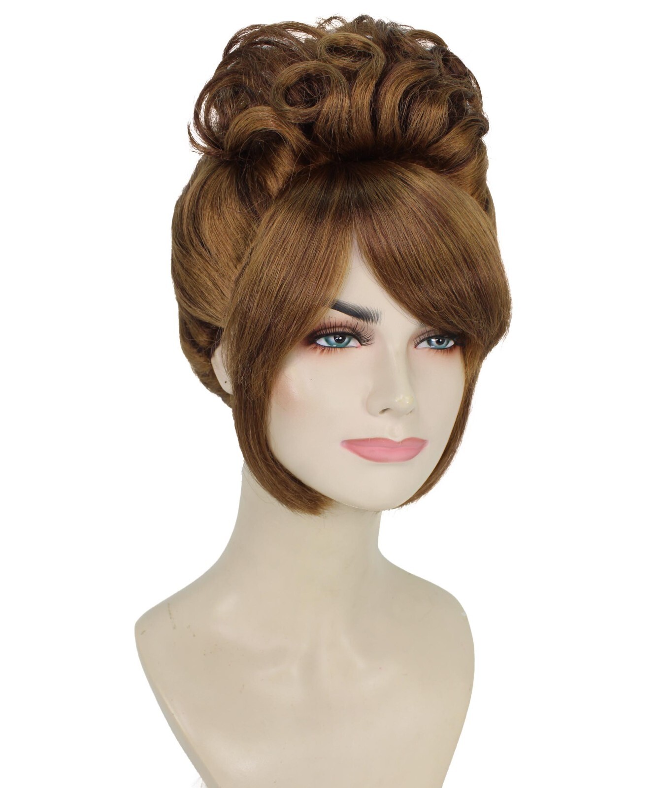 HPO Adult Women’s Dark Brown Beehive Wig with Light Brown Highlights,HW-7157
