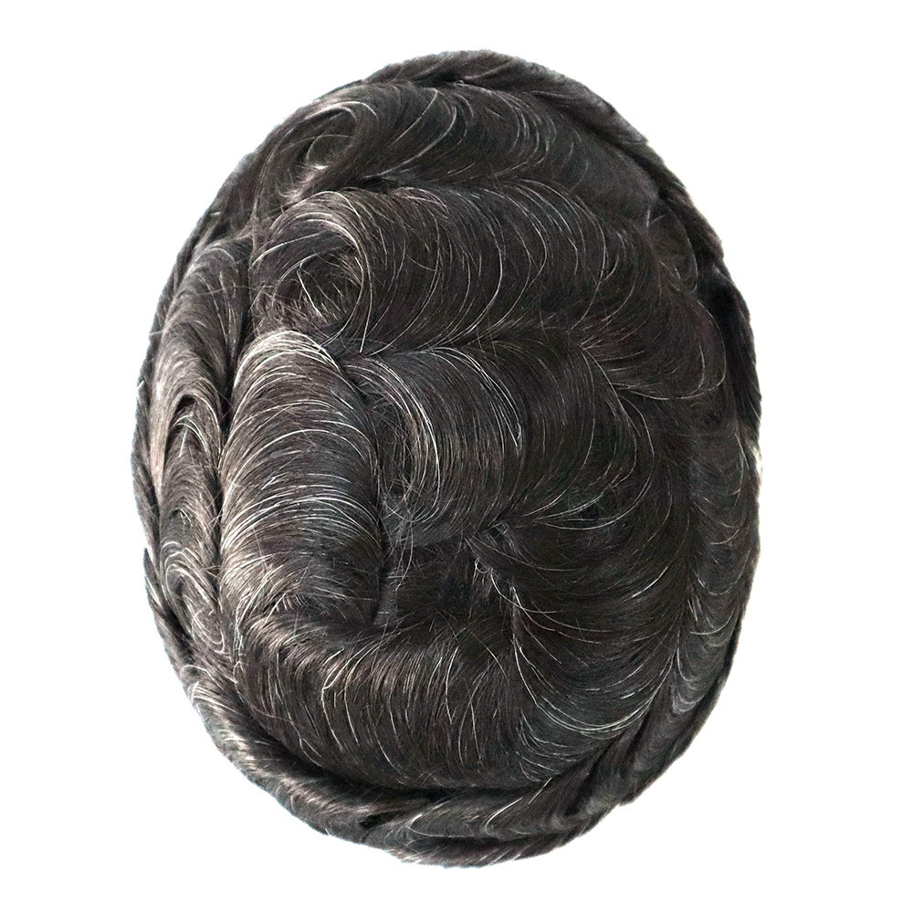 Toupee Mens Human Hair New Australia Lace Skin PU Invisable Hairpieces 7X9 #1B10