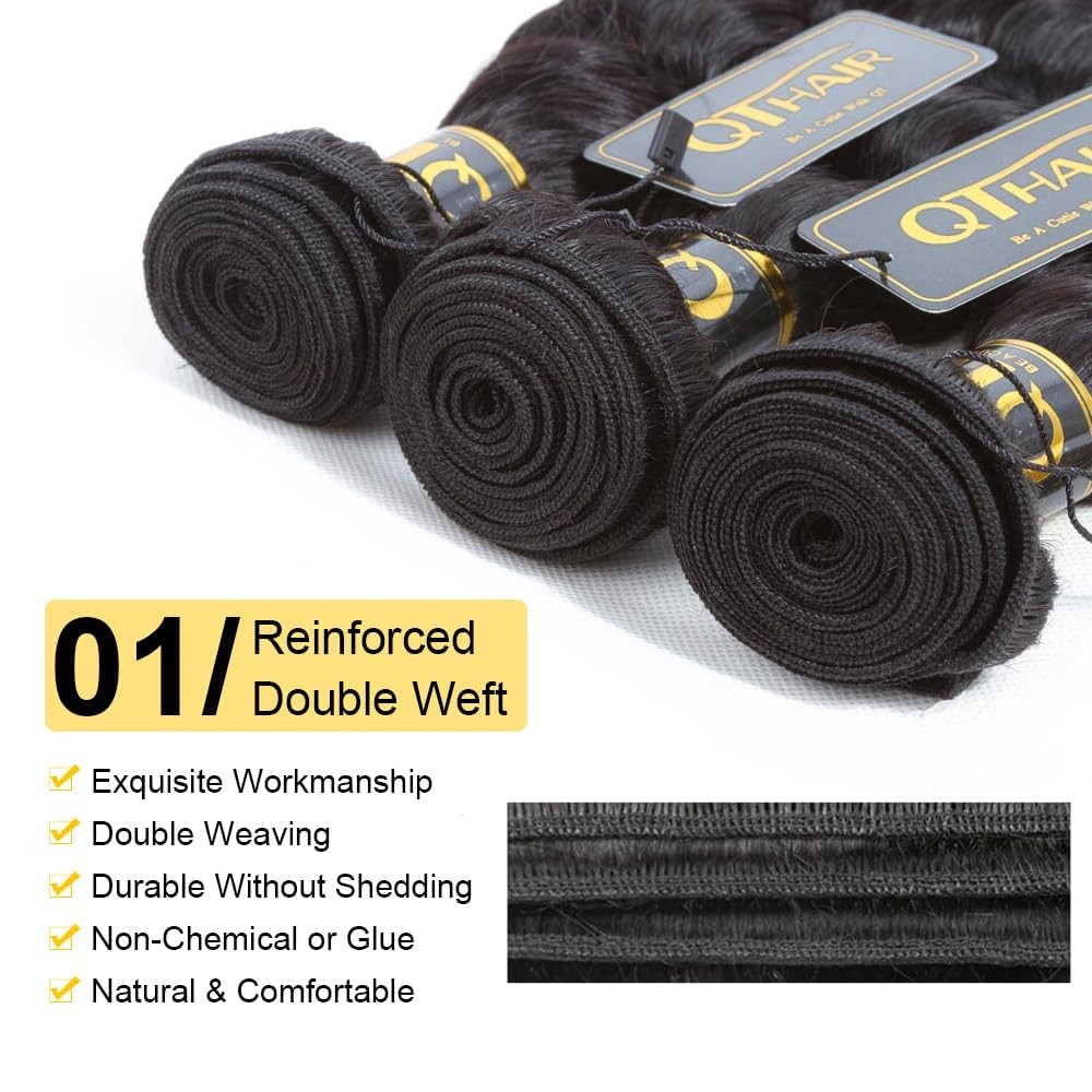 Qthair 18A Brazilian Virgin Hair Loose Deep Wave Human Hair Bundles 100