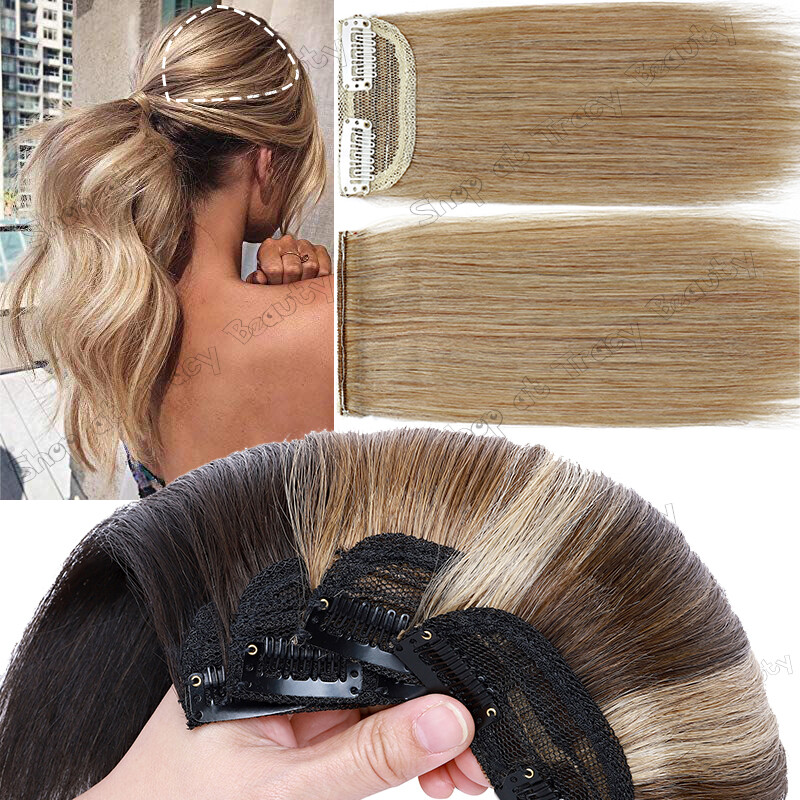 Mini Hair Pad Short Hairpiece Clip In Topper Remy Human Hair Extensions Seamless