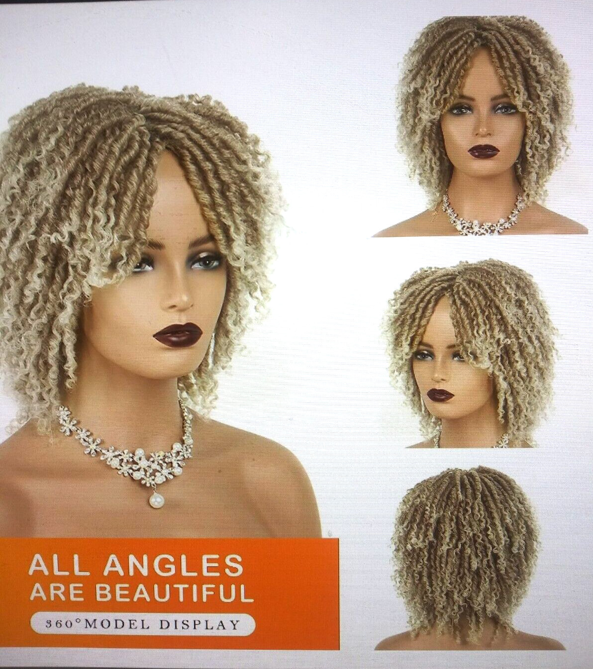 QUEENTAS Dreadlock wig for Black Women and Men Short Curly Big Afro Braided Wigs