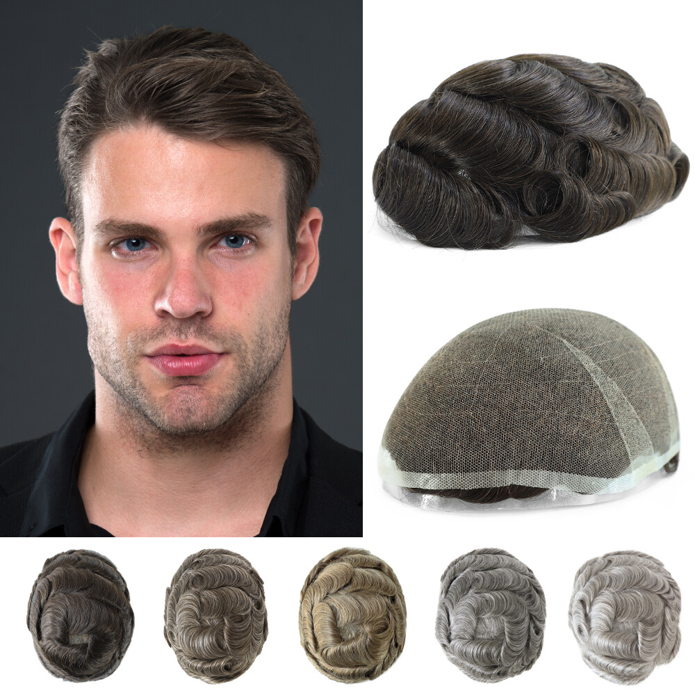 Swiss Lace Toupee For Men Gent Human Hair Replecement System Natural Hairpieces