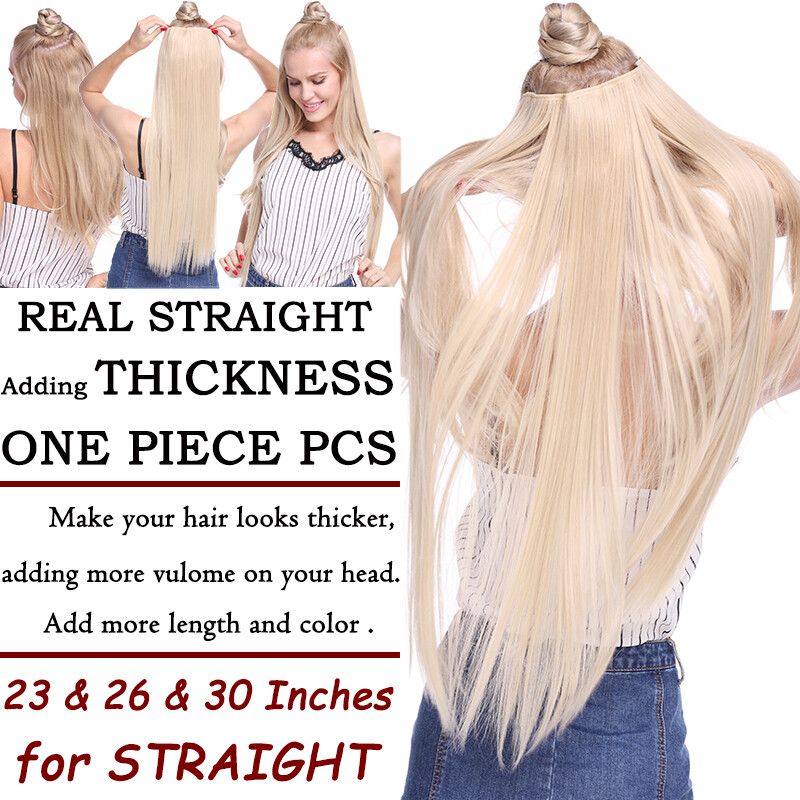 Real Thick AS Human Hair 1Piece Full Head Clip In Hair Extensions Straight Wavy