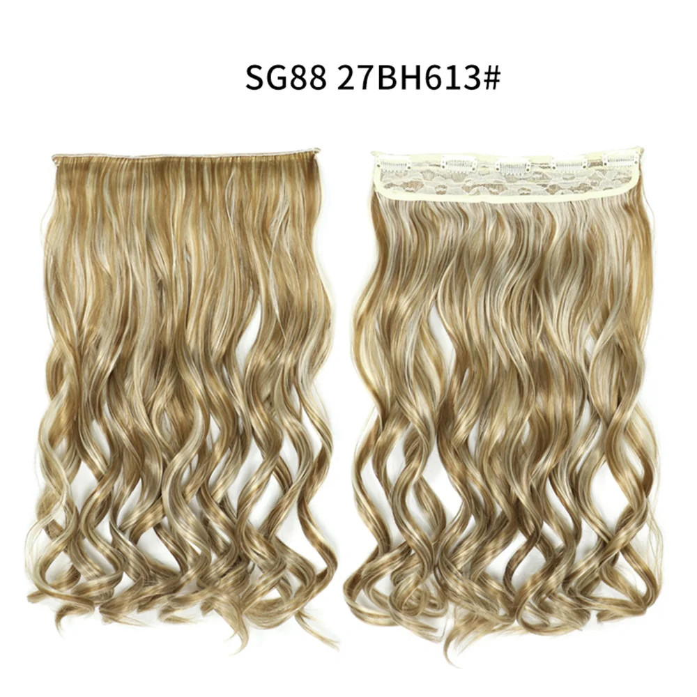 Long Straight 5 Clip In 22Inch Synthetic Hair Extensions Natural Fake Hairpiece