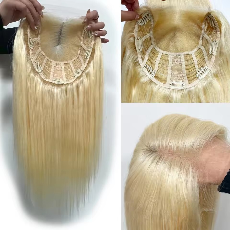 8″x8″ Light Blonde Swiss Lace Closure Topper Remy Human Hair Women Toupee #613