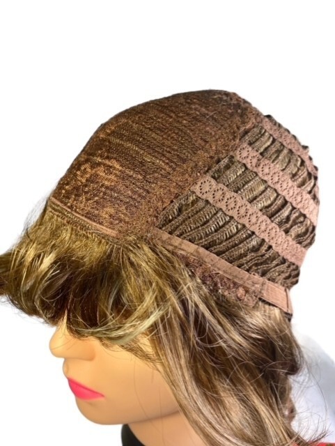 The European Collection Wig Light Brown Layered Synthetic Fibers Average Cap NEW