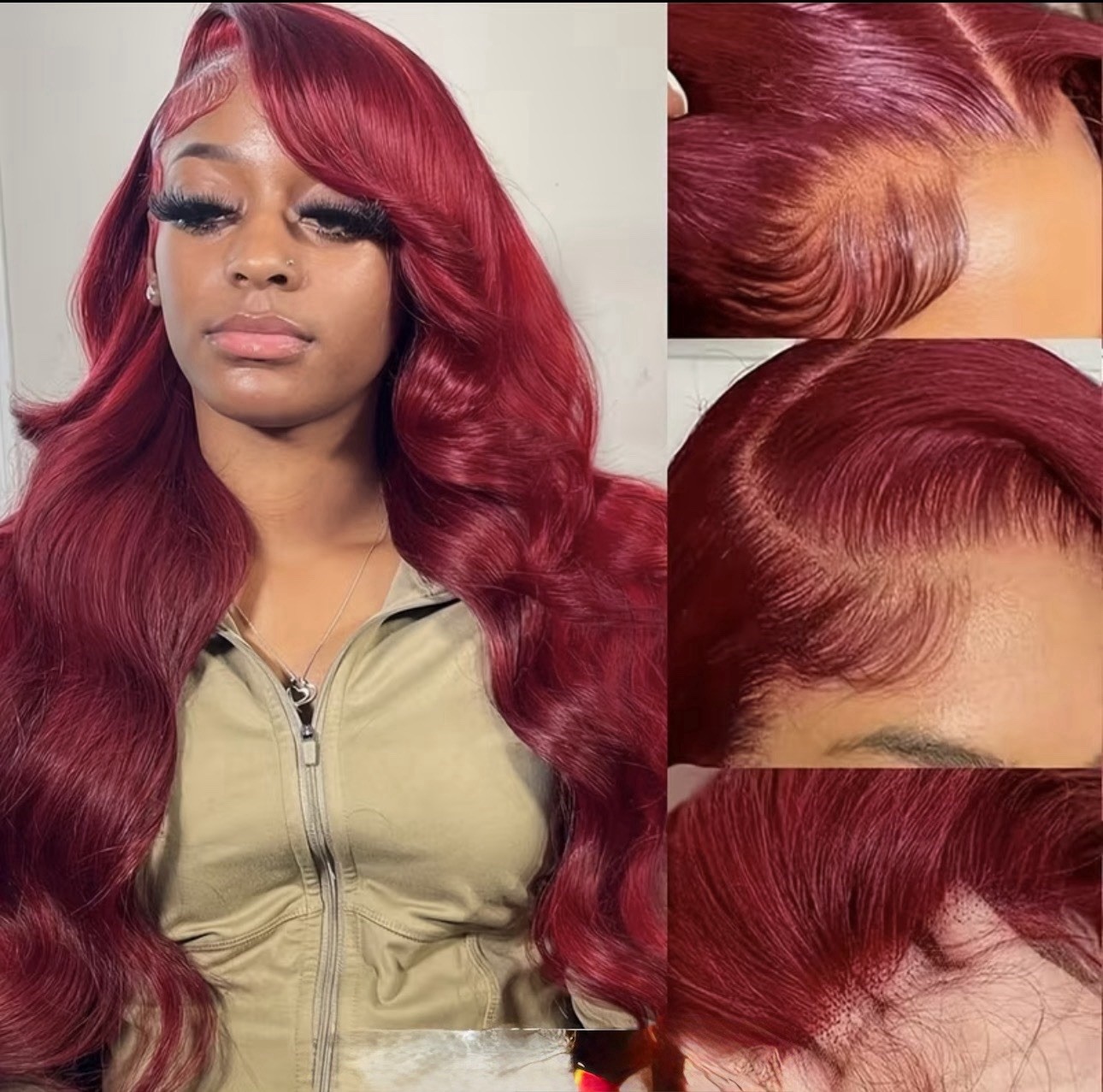 Red Human Hair 13×6 Lace Front Wig 28in Body Wave Wavy Colored Women