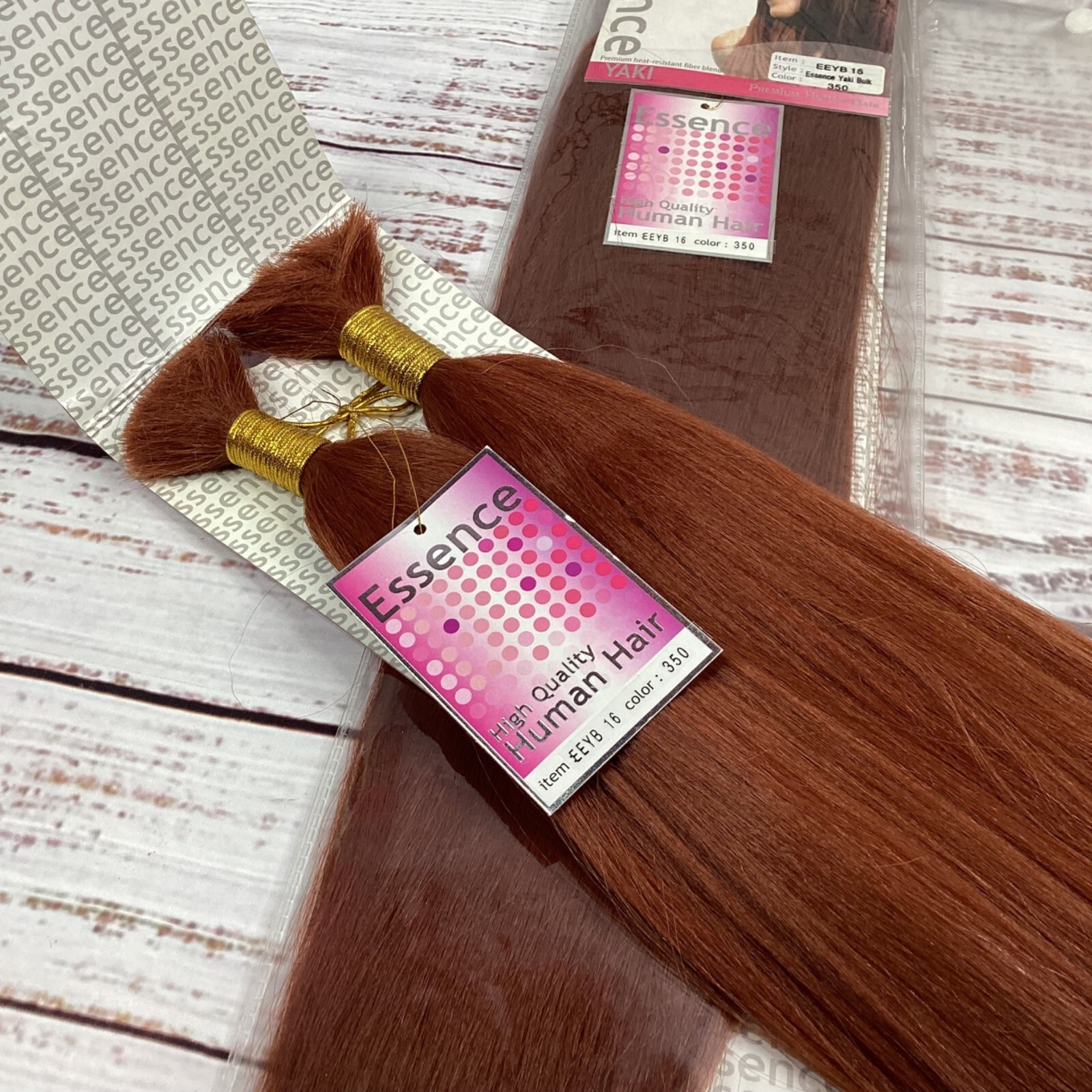 2 Packs Essence #350 Copper Yaki Bulk 16” Micro Braiding Blend Hair